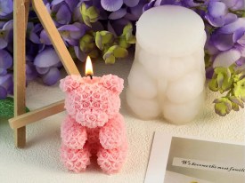 Molde silicona osito grande rosas